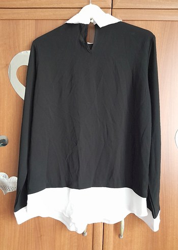 Siyah beyaz yakalı kadın gömlek - Görsel 2