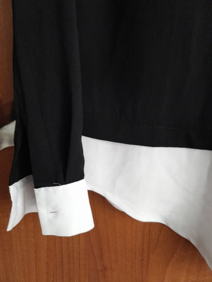 Siyah beyaz yakalı kadın gömlek - Görsel 4