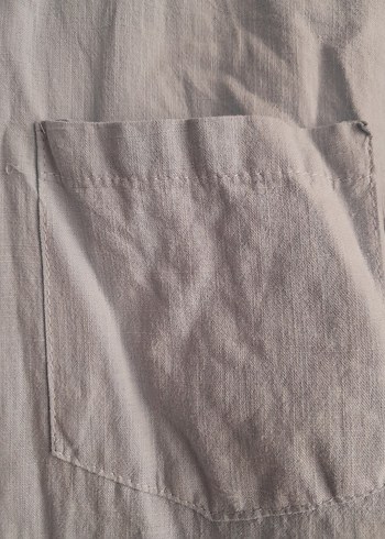 Kadın mavi Keten Gömlek - Görsel 4