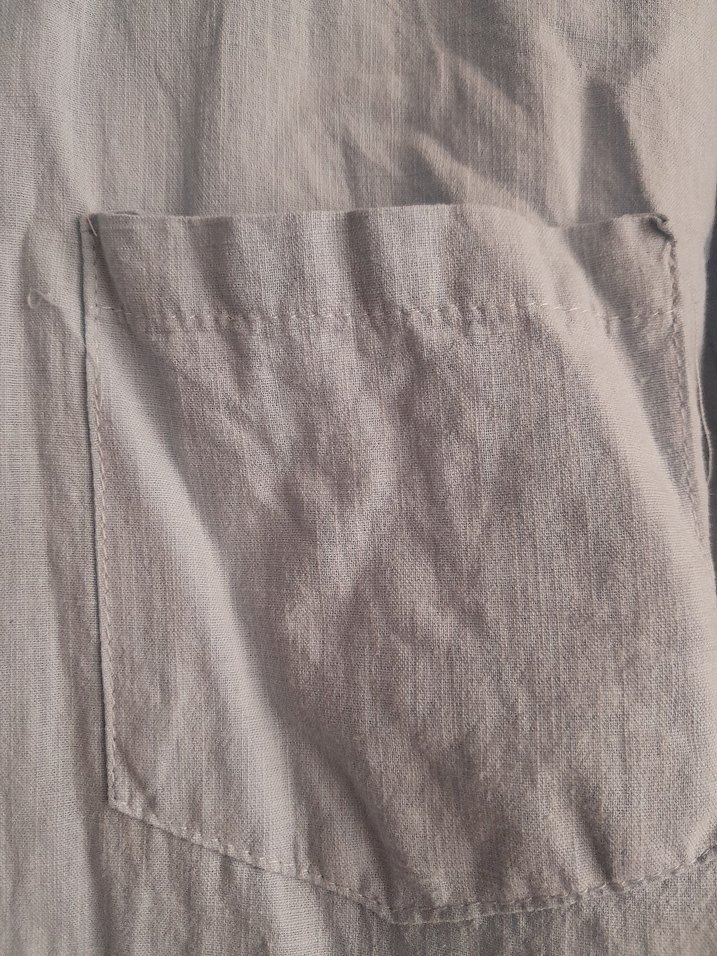 Kadın mavi Keten Gömlek - Görsel 4