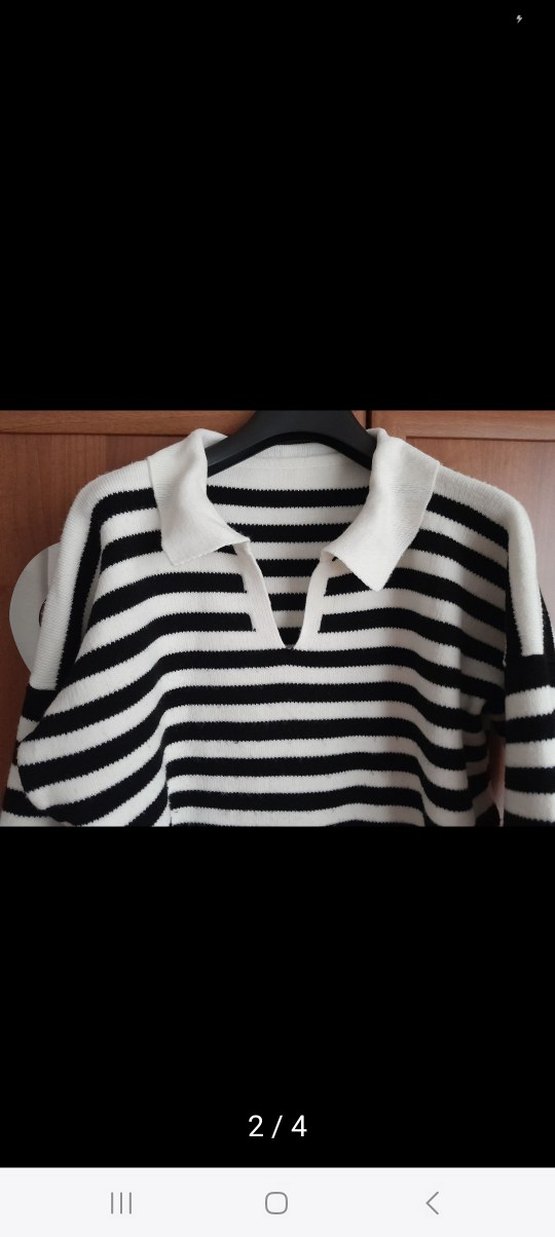 Çizgili Uzun Kollu Triko Kazak - Görsel 2