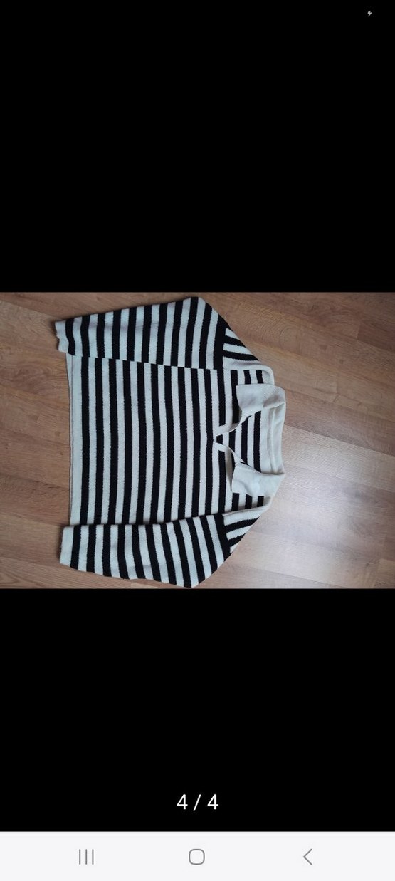 Çizgili Uzun Kollu Triko Kazak - Görsel 4