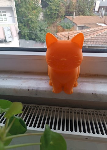 Turuncu Kedi Figürlü Saksı - Görsel 4
