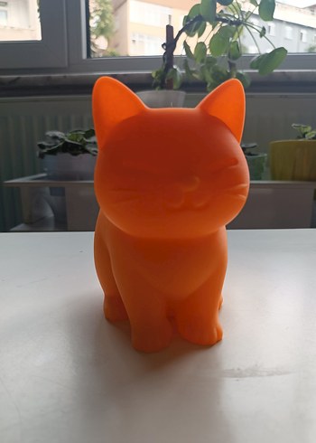 Turuncu Kedi Figürlü Saksı - Görsel 2