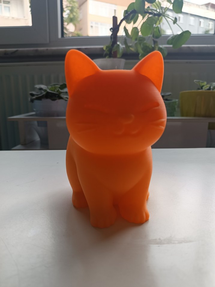 Turuncu Kedi Figürlü Saksı - Görsel 2