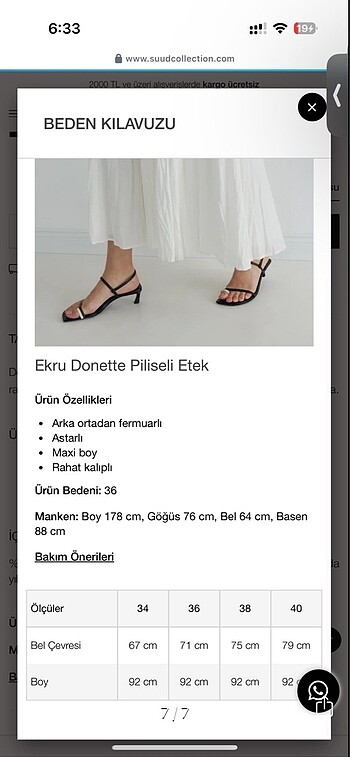 38 Beden beyaz Renk Suud Collection Donette Etek
