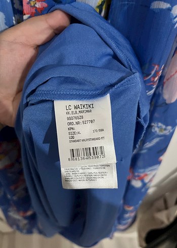 xl Beden Mavi Çiçek Desenli Bohem Uzun Elbise