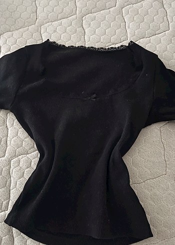 Dantel Detaylı Siyah Kadın Bluz - Görsel 3