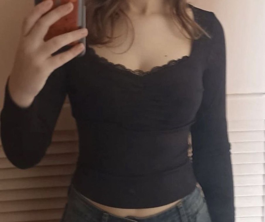 Dantel Detaylı Siyah Kadın Bluz - Görsel 2