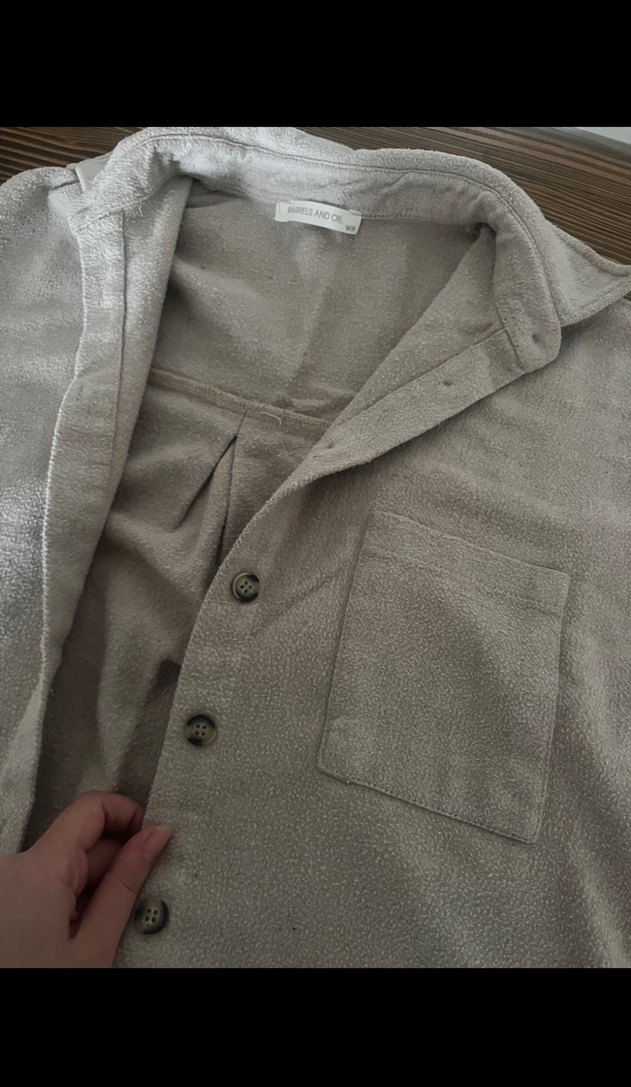 Düğmeli Bej Keten Kadın ceket - Görsel 2