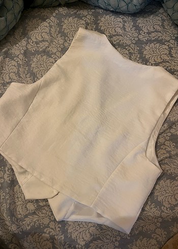 Düğmeli Beyaz  Kadın Yelek - Görsel 4