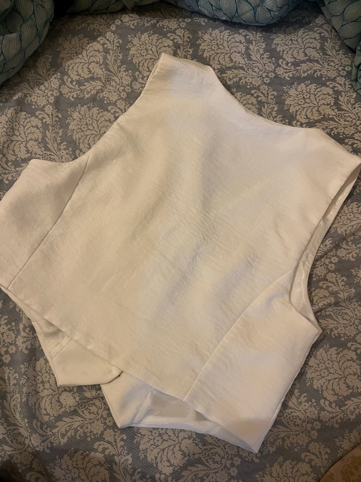 Düğmeli Beyaz  Kadın Yelek - Görsel 4