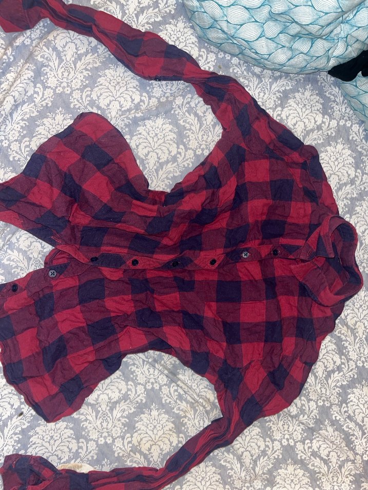 Kareli Kırmızı Geniş Kesim gömlek - Görsel 3