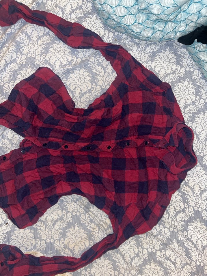 Kareli Kırmızı Geniş Kesim gömlek - Görsel 2