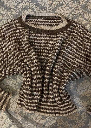 Bohem Çizgili Örgü Kadın Kazak - Görsel 2