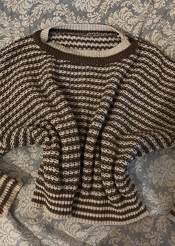 Bohem Çizgili Örgü Kadın Kazak - Görsel 4