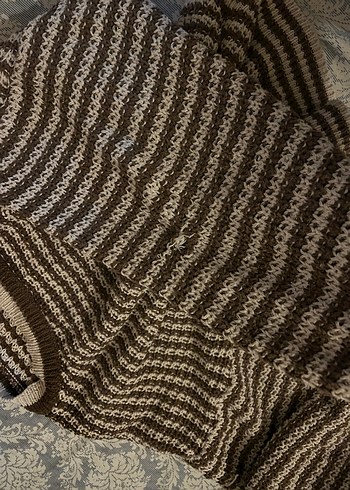 Bohem Çizgili Örgü Kadın Kazak - Görsel 5