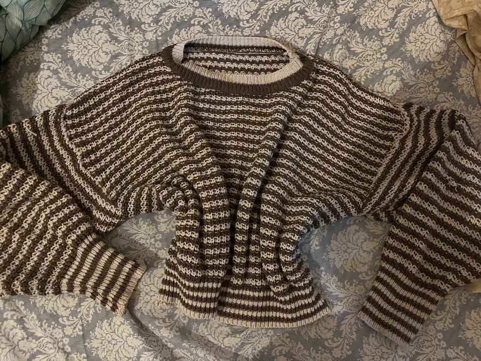 Bohem Çizgili Örgü Kadın Kazak - Görsel 2