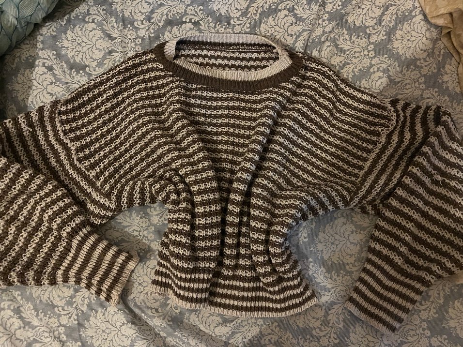 Bohem Çizgili Örgü Kadın Kazak - Görsel 4