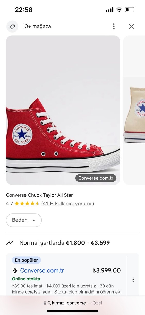 Bordo Converse Kadın Sneakers - Görsel 2