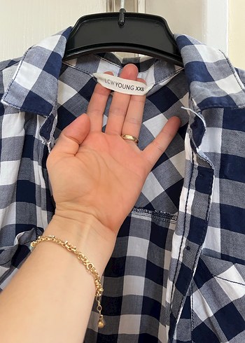 Mavi Gri Kareli Pamuklu Kadın Gömlek - Görsel 2