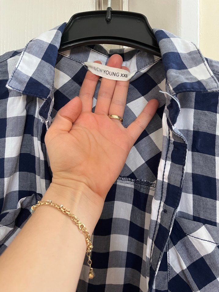 Mavi Gri Kareli Pamuklu Kadın Gömlek - Görsel 2