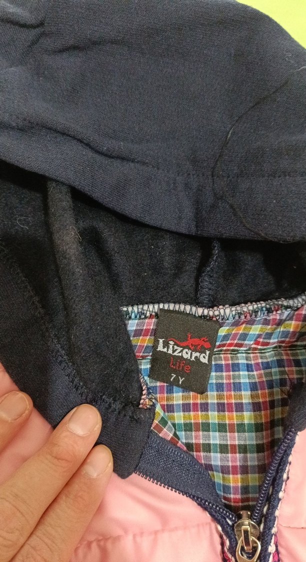 Kız Çocuk Pembe Kapüşonlu Fermuarlı Yelek - Görsel 3