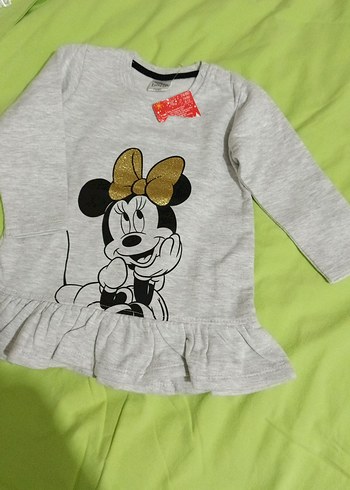 Kız Çocuk Gri Uzun Kollu Fırfırlı Tişört - Görsel 2