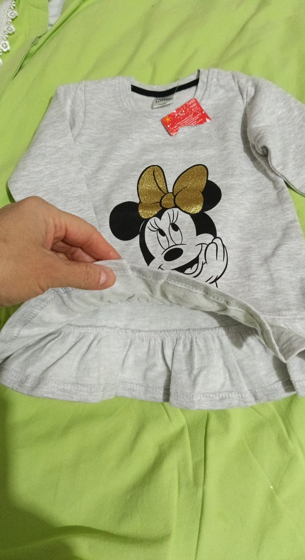 Kız Çocuk Gri Uzun Kollu Fırfırlı Tişört - Görsel 4