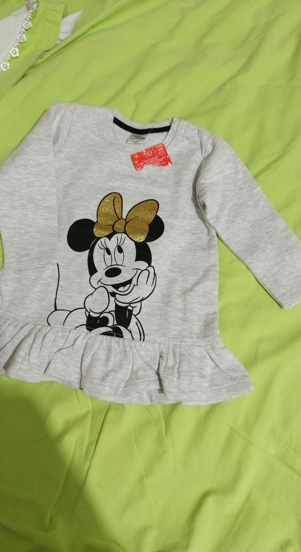 Kız Çocuk Gri Uzun Kollu Fırfırlı Tişört - Görsel 2