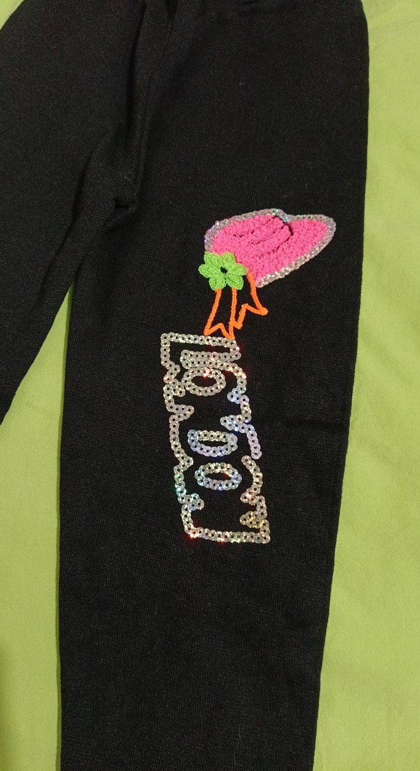 Kız Çocuk Siyah Baskılı Tayt - Görsel 2