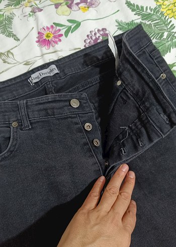 Gri Bağlama Desenli Erkek Kot Pantolon - Görsel 4