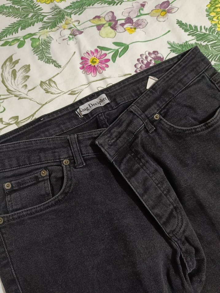 Gri Bağlama Desenli Erkek Kot Pantolon - Görsel 3