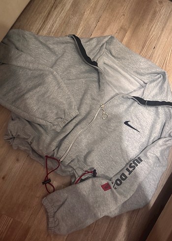 Nike Griy nike Baskılı Fermuarlı Mini Sweatshirt hırka