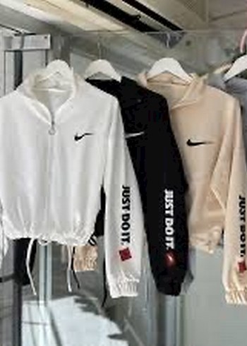 Griy nike Baskılı Fermuarlı Mini Sweatshirt hırka