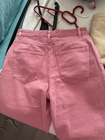 34 Beden pembe Renk Bol kot pantolon plazzo jeans