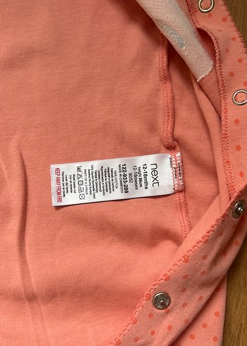 1,5 Yaş Beden pembe Renk Next Pembe Bağlama Desenli Fermuarlı Bebek Tulum
