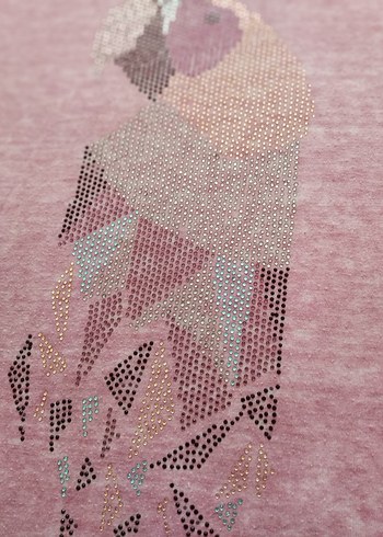 Pembe Payetli Kısa Kollu Hamile Tişörtü - Görsel 2