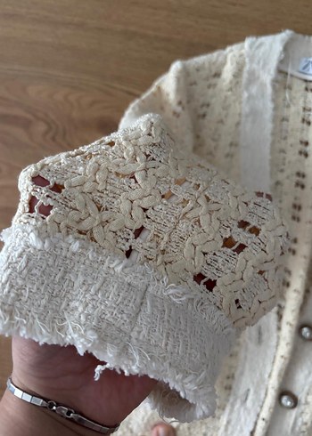 Zara Beyaz Nakışlı Bohem Örgü Ceket Zara