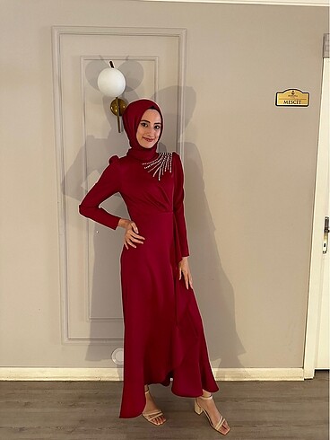 38 Beden bordo Renk Abiye