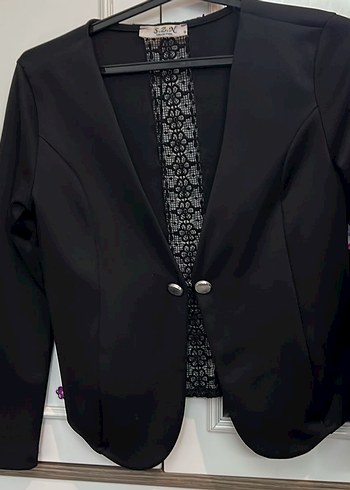 Düğmeli Siyah Kadın Blazer Ceket