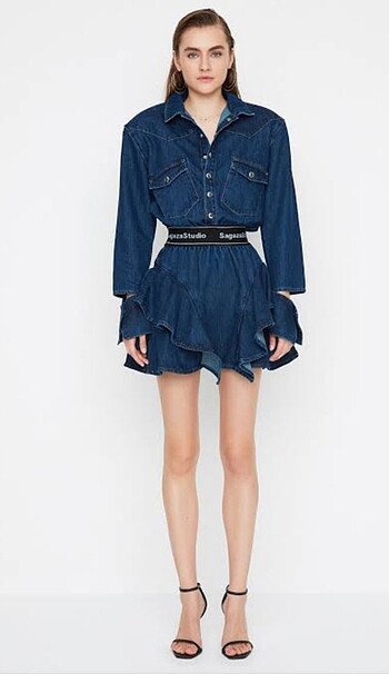Sagaza Denim Elbise