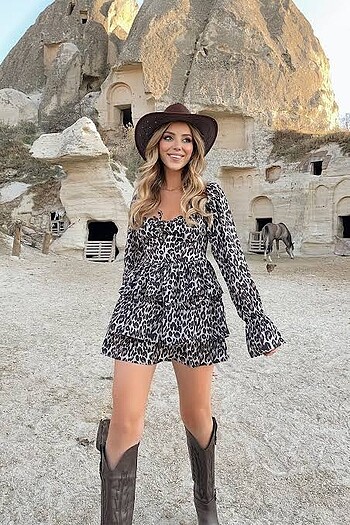 Eyyo Leopar Desen Elbise