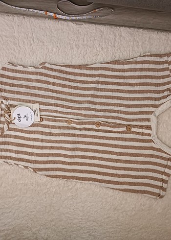 Cigit Düğmeli Kolsuz müslin unisex Bebek Tulum - Bohem Tarz