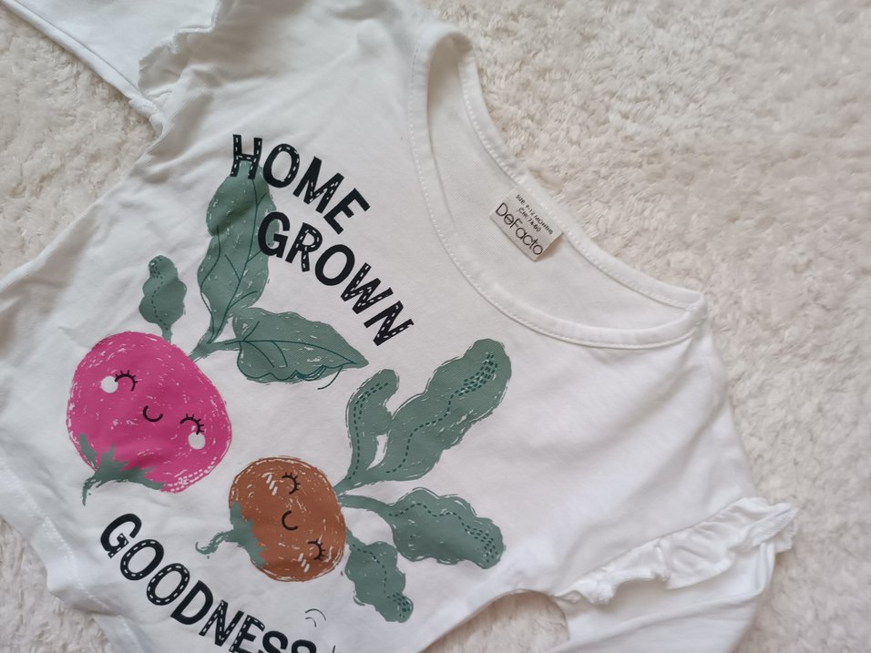 Kız Çocuk Beyaz Pamuklu Uzun Kollu Baskılı Tişört - Görsel 2