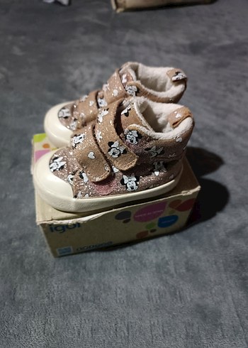 Kız Çocuk Kahverengi Baskılı Cırt Cırtlı Spor Ayakkabı - Görsel 2