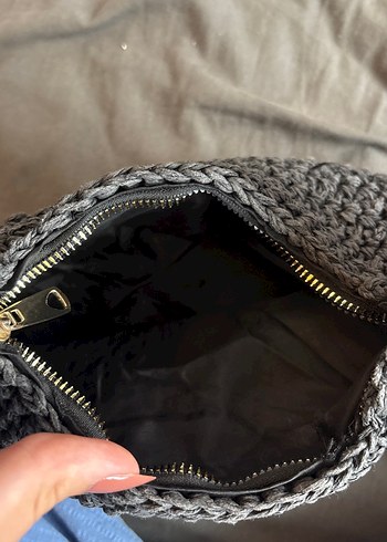 Gri Örgü Kadın El Çantası - Görsel 2