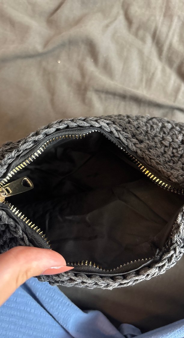 Gri Örgü Kadın El Çantası - Görsel 2