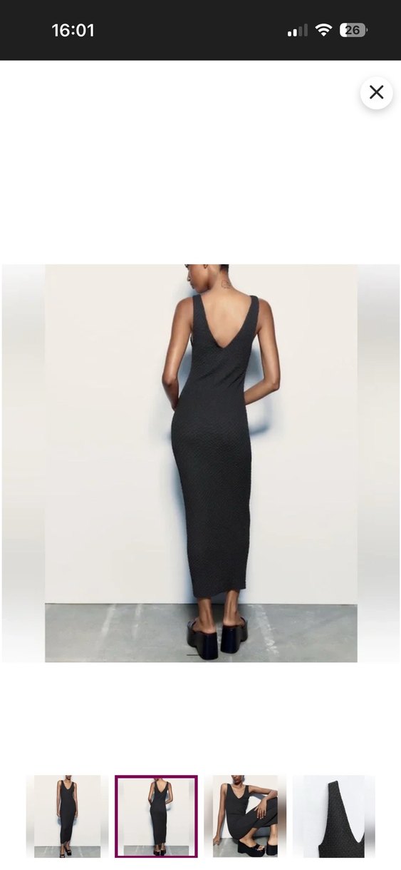 Zara Gri  V Yaka Uzun Elbise - Görsel 4