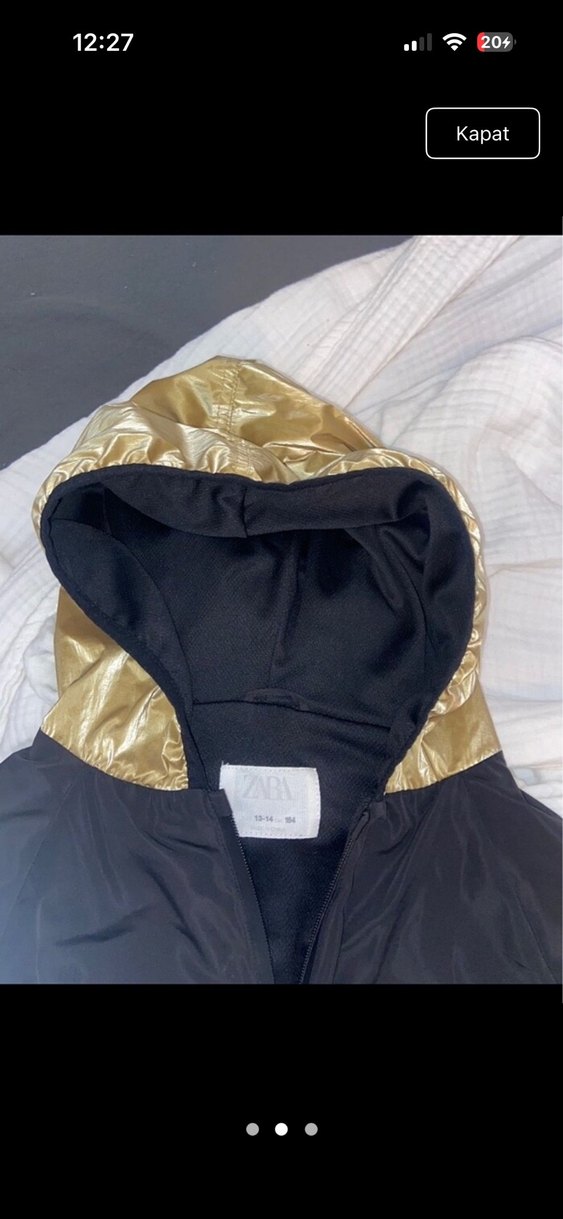 Altın Renk Kapüşonlu Midi Erkek Çocuk Ceket - Görsel 2